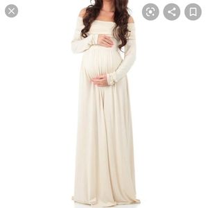 Mother Bee Off Shoulder Maternity Maxi Dress